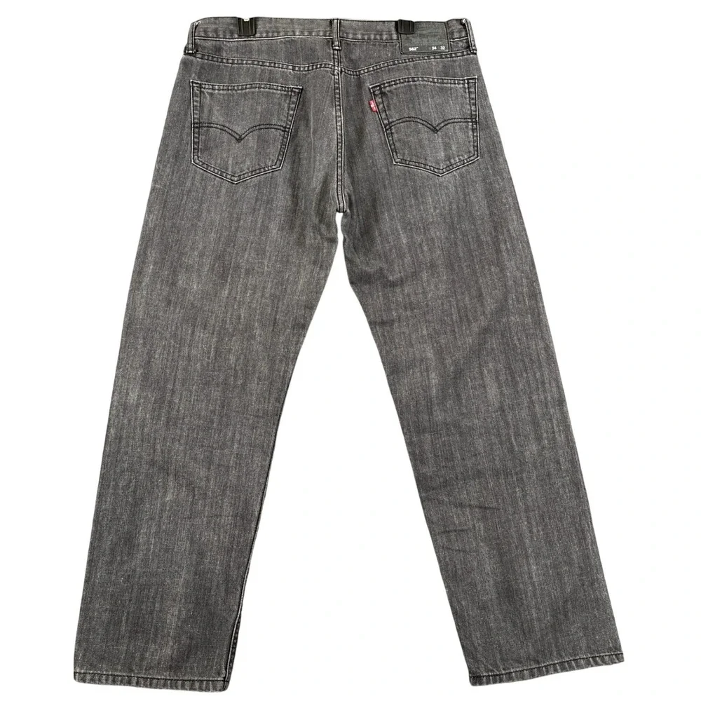 Levis 562 Loose Taper Jeans Mens 34x29 Grey Washed Denim Button Fly Casual